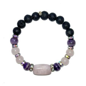 Gemstone Crystal Lava Rock Bracelet